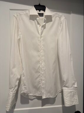 Corneliani White Textured Wrinkle-Free Dress Shirt